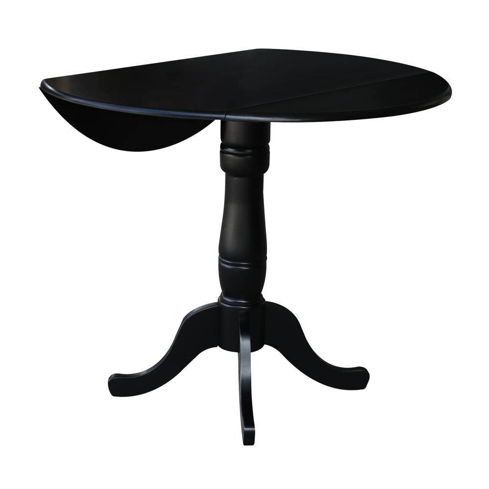 42" Round Dual Drop Leaf Pedestal Table,  35.5"H