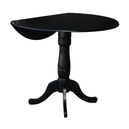42" Round Dual Drop Leaf Pedestal Table,  35.5"H