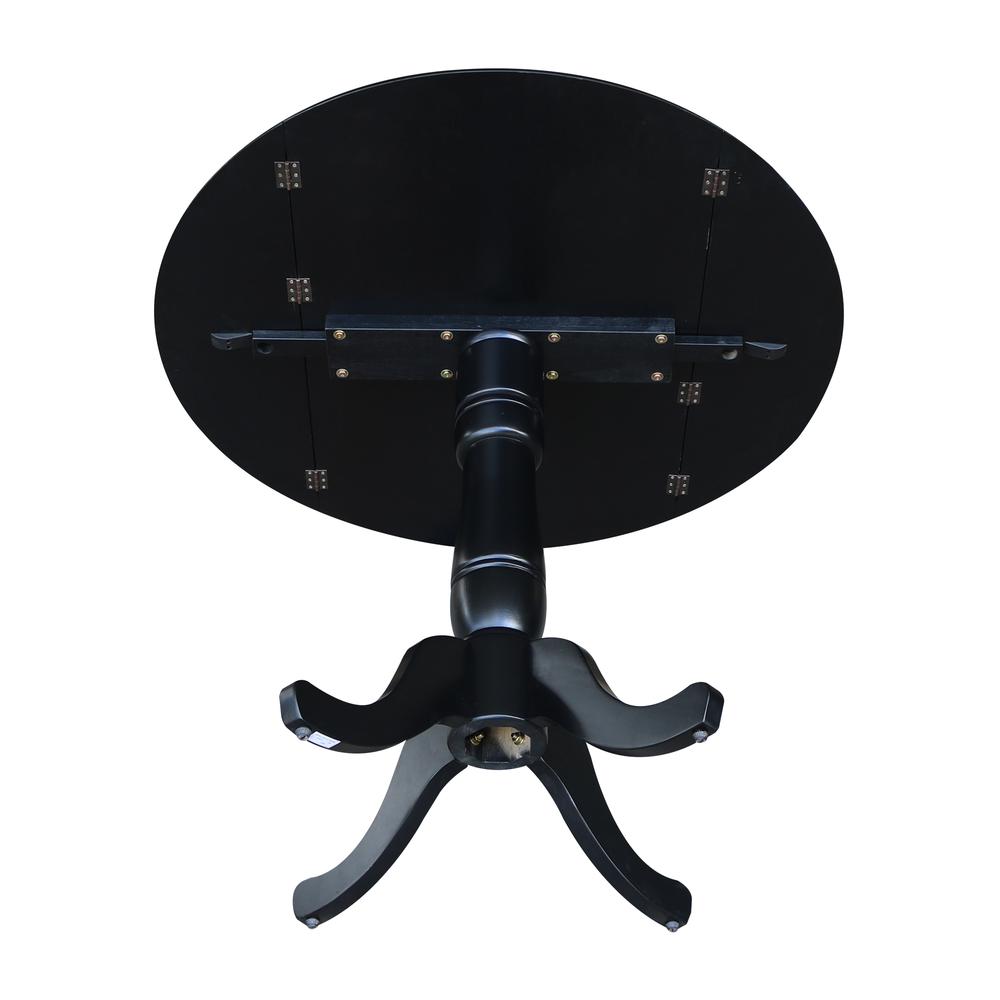 42" Round Dual Drop Leaf Pedestal Table,  35.5"H