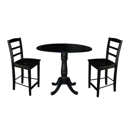 42" Round Pedestal Gathering Height Table with 2 Counter Height Stools