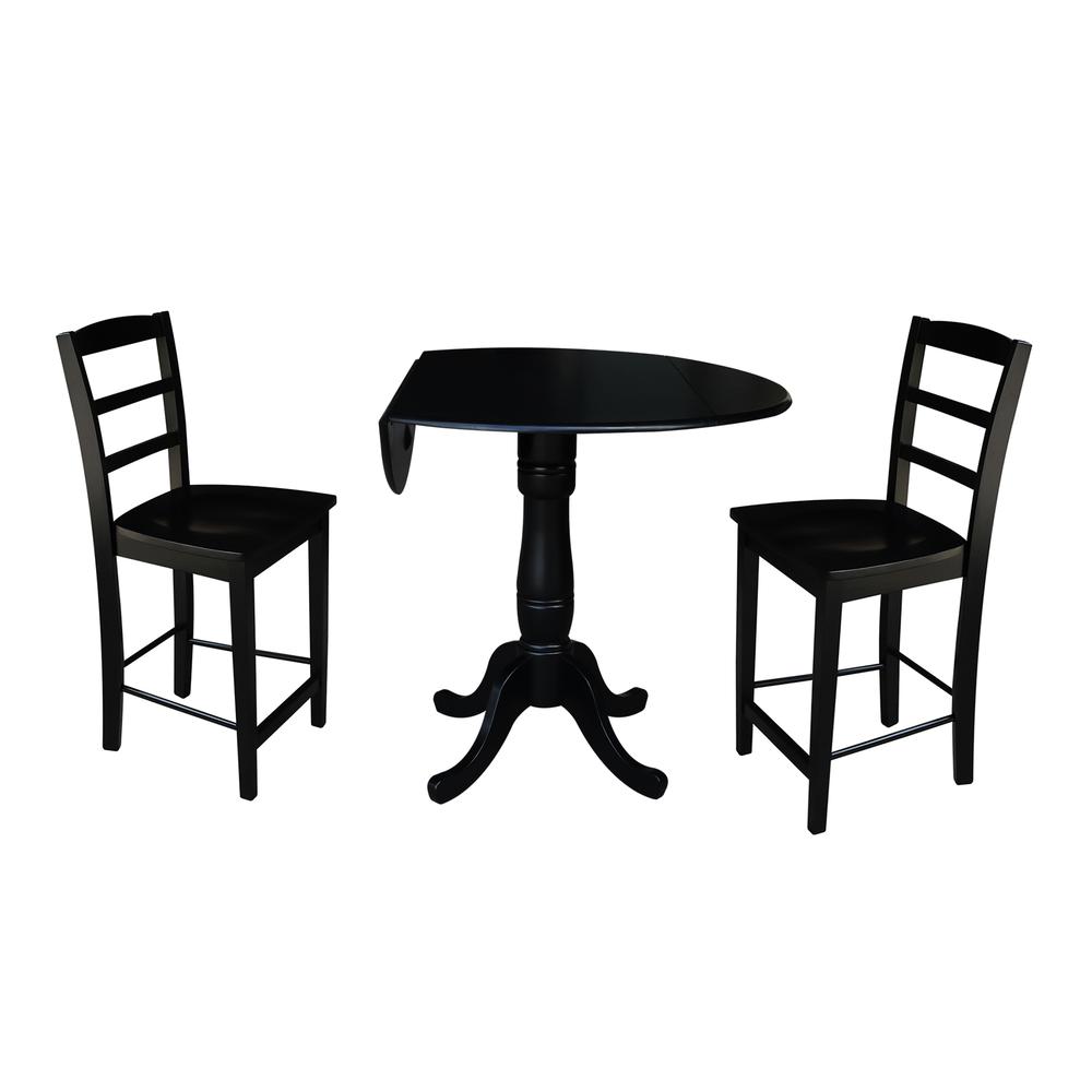 42" Round Pedestal Gathering Height Table with 2 Counter Height Stools