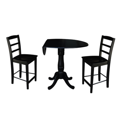 42" Round Pedestal Gathering Height Table with 2 Counter Height Stools