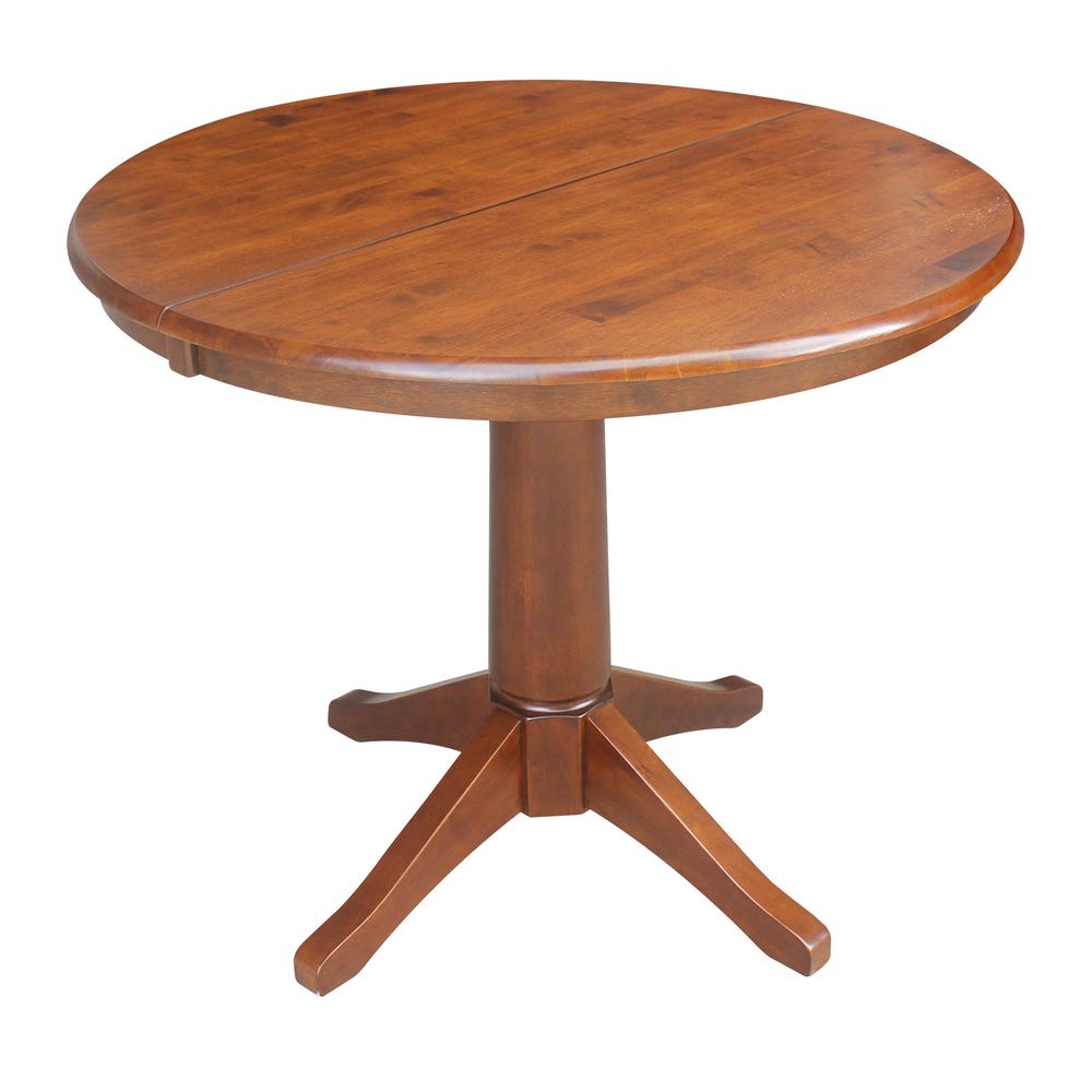 36" Round Top Pedestal Table With 12" Leaf - 28.9"H - Dining Height, Espresso