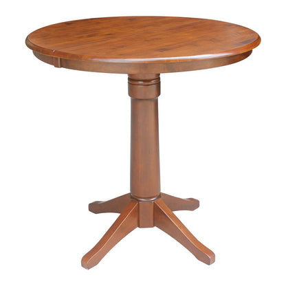 36" Round Top Pedestal Table With 12" Leaf - 28.9"H - Dining Height, Espresso