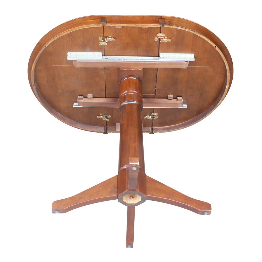 36" Round Top Pedestal Table With 12" Leaf - 28.9"H - Dining Height, Espresso