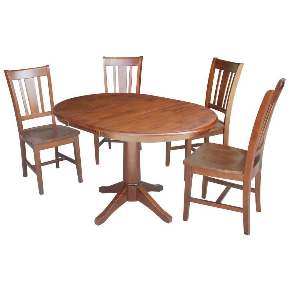 36" Round Top Pedestal Table With 12" Leaf - 28.9"H - Dining Height, Espresso