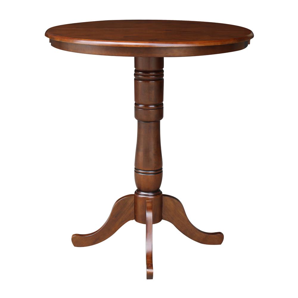 36" Round Top Pedestal Table With 12" Leaf - 34.9"H - Dining or Counter Height, Espresso