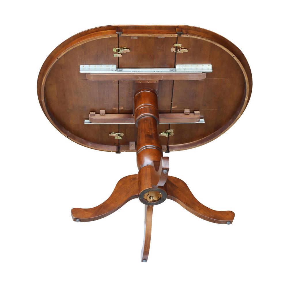 36" Round Top Pedestal Table With 12" Leaf - 34.9"H - Dining or Counter Height, Espresso