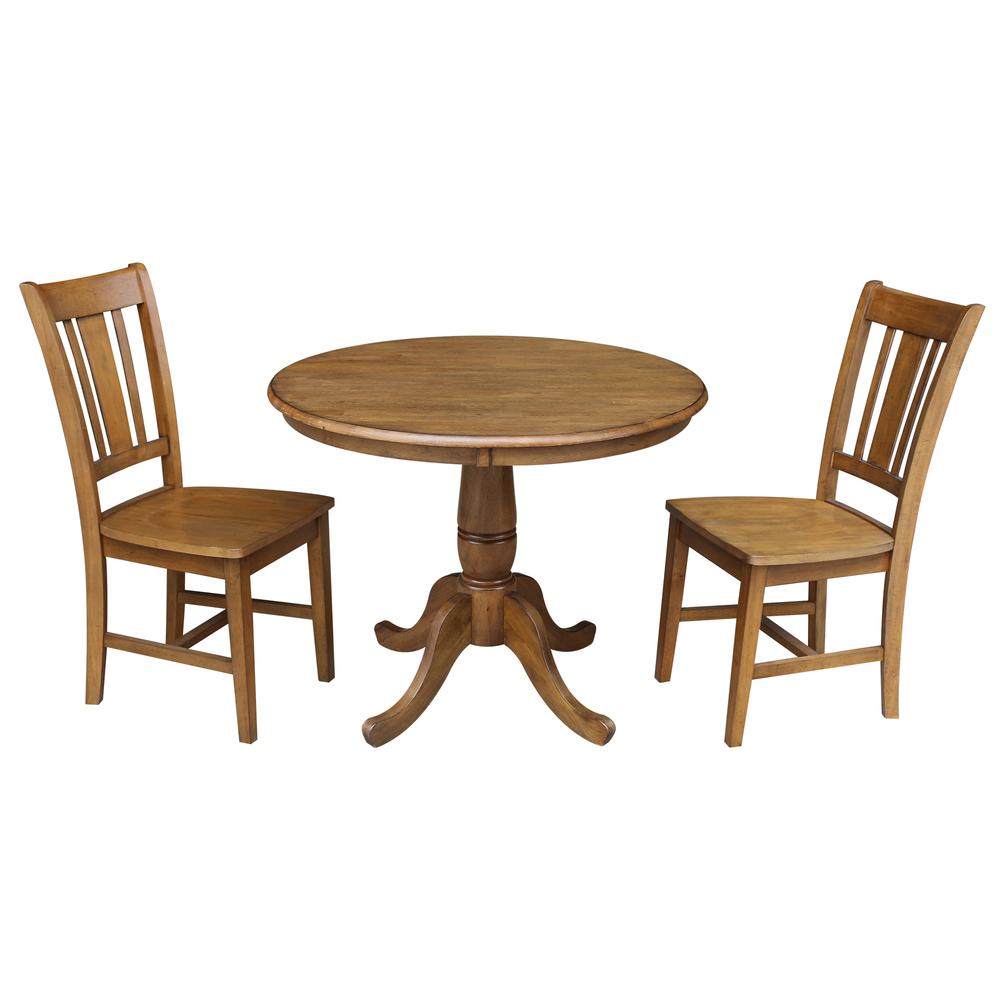 36" Round Top Pedestal Table - With 2 Chairs