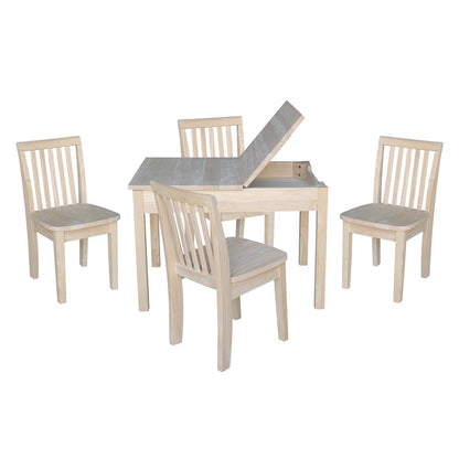Table With 4 Mission Juvenile Chairs, Unfinished