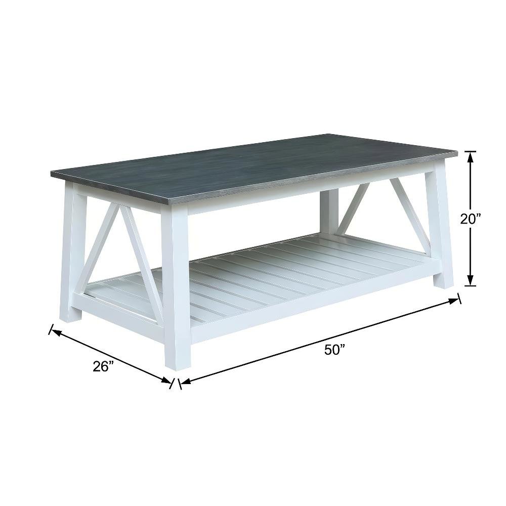 White Heather Gray Coffee Table with Parawood Frame and Sturdy Construction