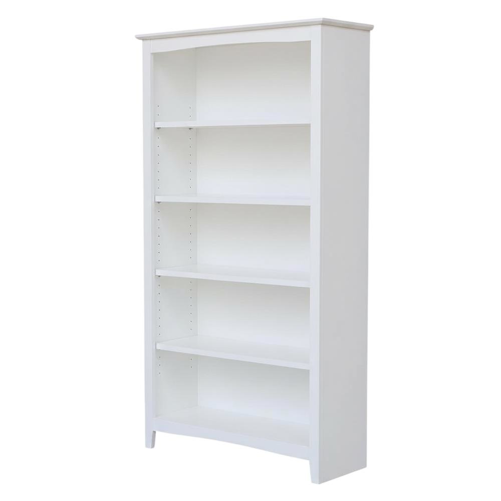 White Shaker Bookcase with Classic Design and Spacious Shelving