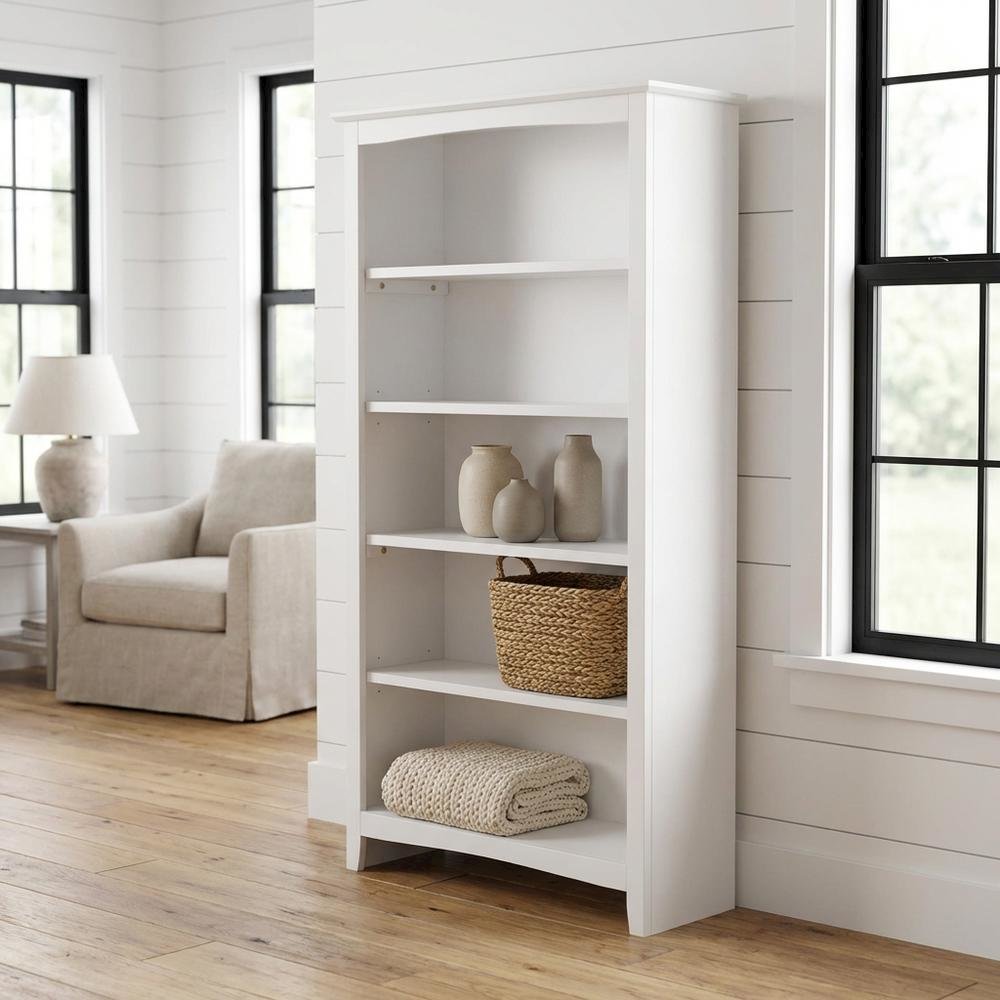White Shaker Bookcase with Classic Design and Spacious Shelving