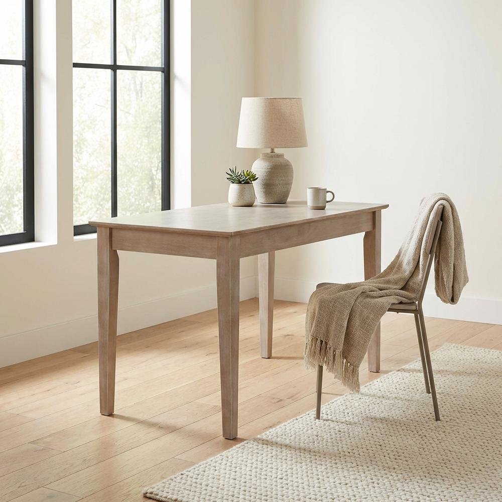 Gray Writing Desk With Drawer For Office Spaces, Modern Design