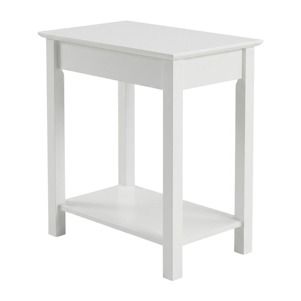 White Narrow End Table for Lounge and Living Spaces