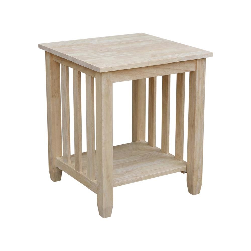 Unfinished Tall End Table with Stylish Contemporary Design