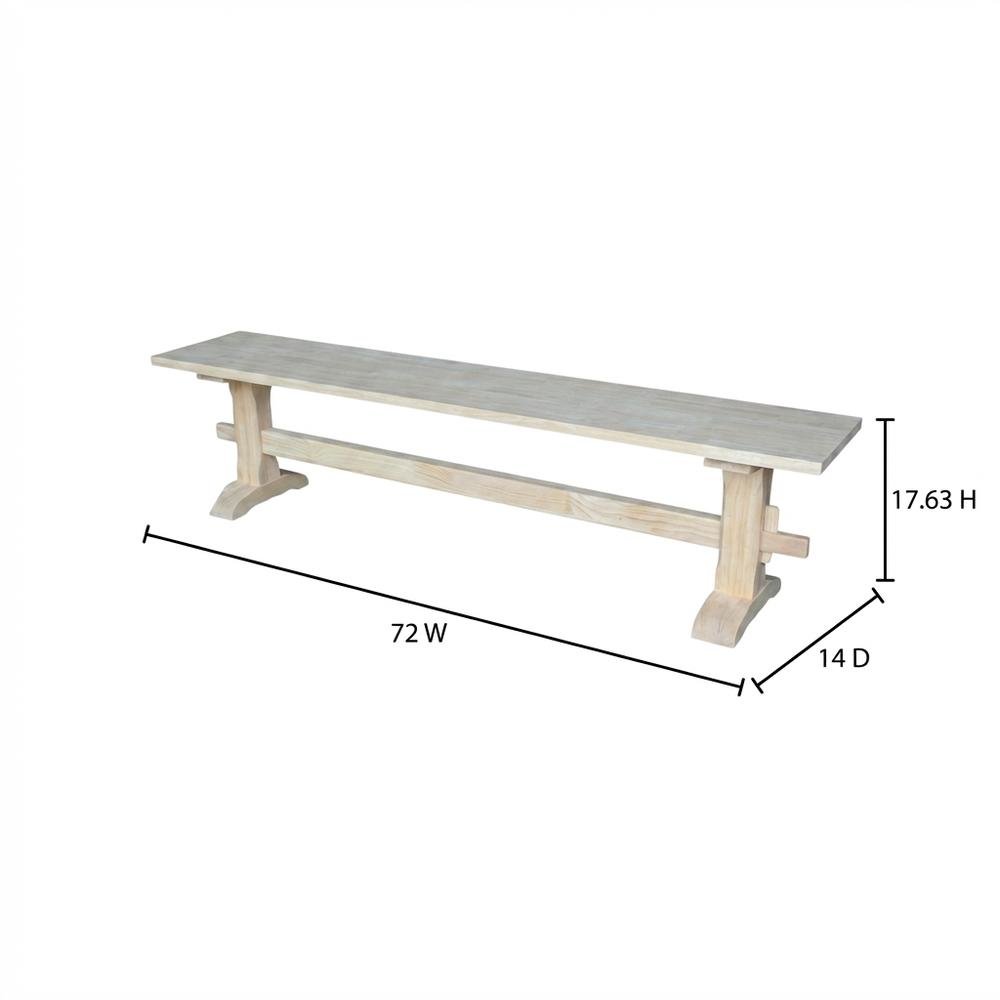 Unfinished Trestle Bench with Sturdy Construction and Wipe Clean Finish