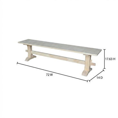 Unfinished Trestle Bench with Sturdy Construction and Wipe Clean Finish