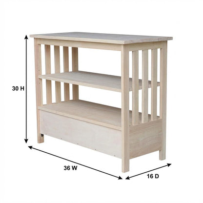 Unfinished Mission TV Stand in Natural Finish for Modern Living Room