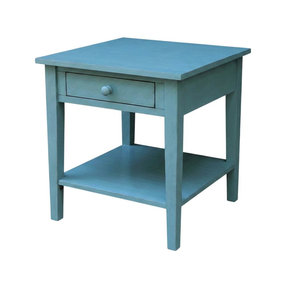 Antique Rubbled Ocean Blue End Table with Classic Style