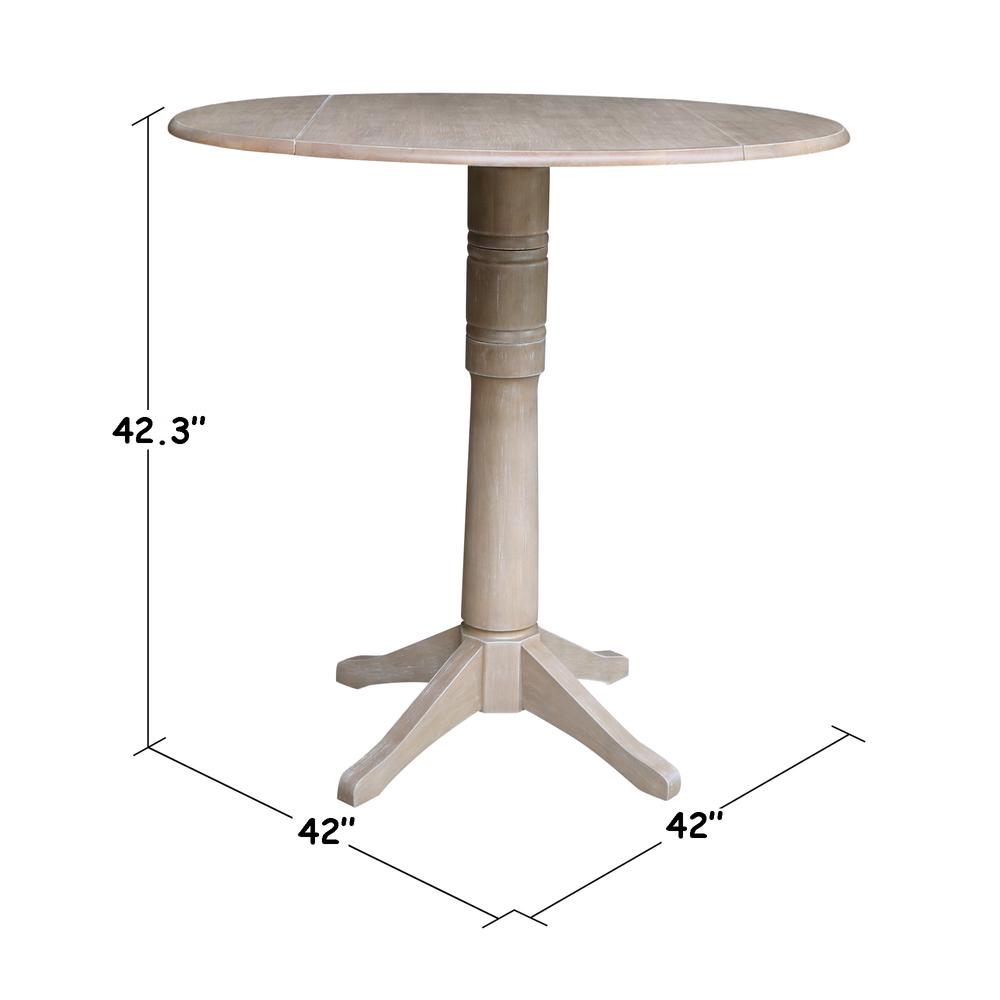 42" Round Dual Drop Leaf Pedestal Table - 42.3"H