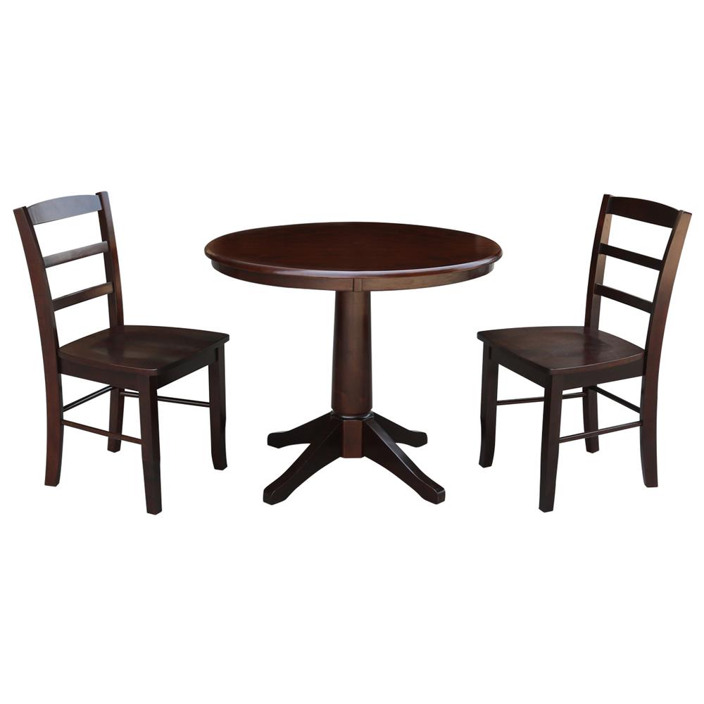 36" Round Top Pedestal Table - With 2 Madrid Chairs
