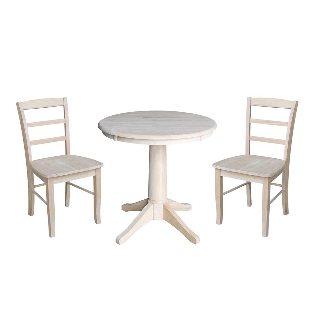 30" Round Top Pedestal Table - With 2 Madrid Chairs