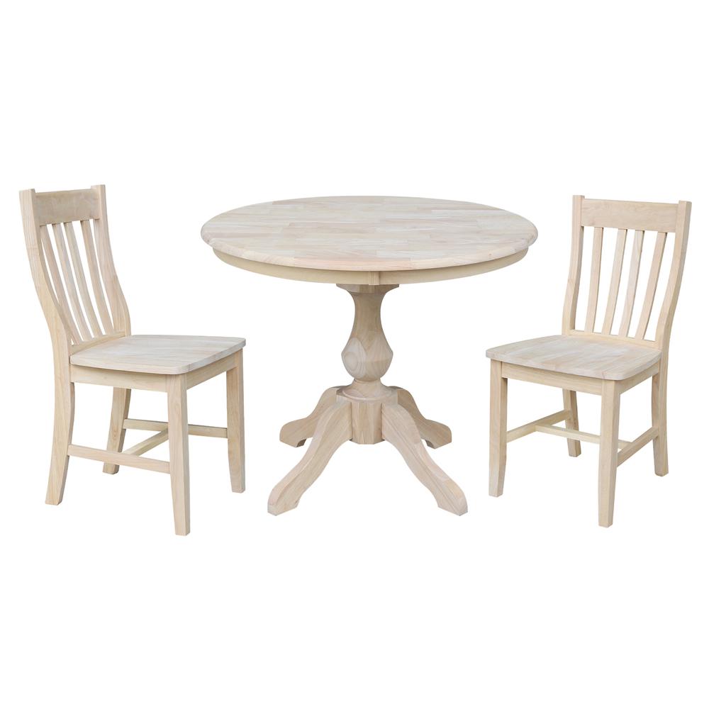 36" Round Top Pedestal Table - With 2 Cafe Chairs