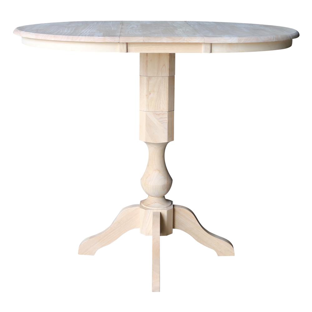 36" Round Top Pedestal Table With 12" Leaf - 40.9"H - Dining, Counter, or Bar Height, Unfinished
