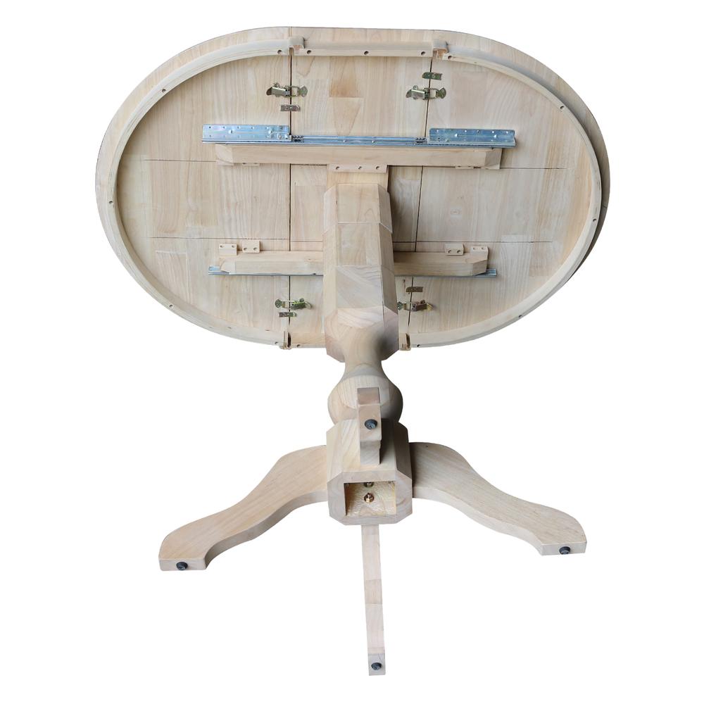 36" Round Top Pedestal Table With 12" Leaf - 40.9"H - Dining, Counter, or Bar Height, Unfinished