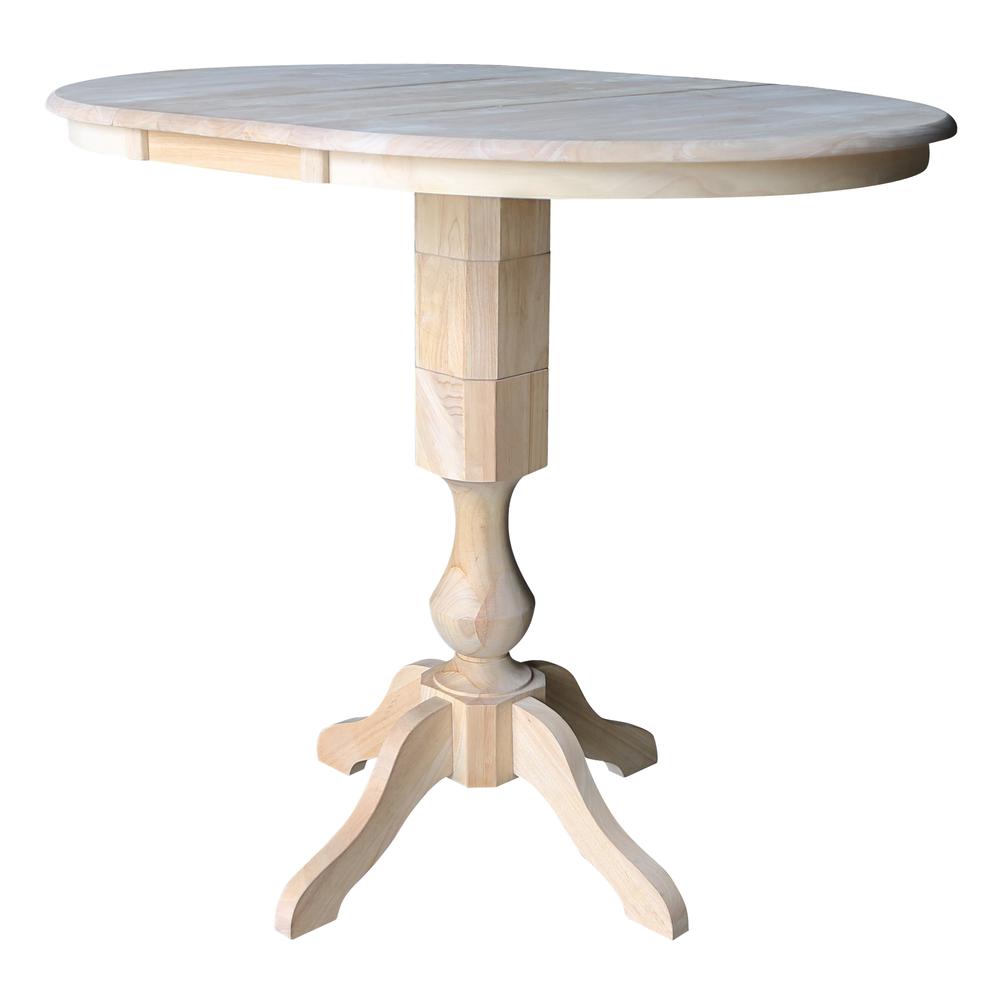 36" Round Top Pedestal Table With 12" Leaf - 40.9"H - Dining, Counter, or Bar Height, Unfinished