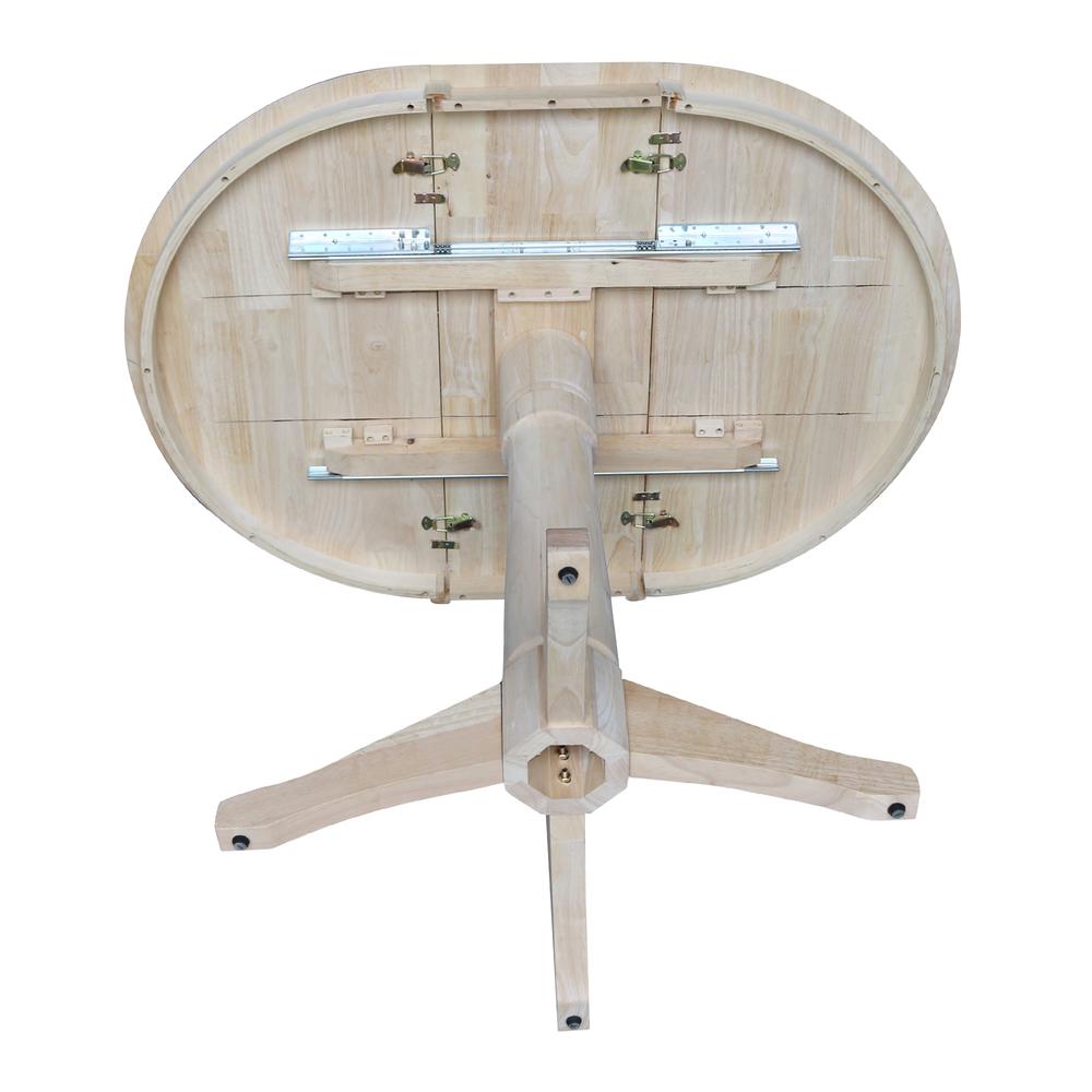 36" Round Top Pedestal Table With 12" Leaf - 34.9"H - Dining or Counter Height, Unfinished