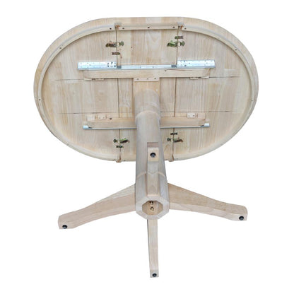 36" Round Top Pedestal Table With 12" Leaf - 34.9"H - Dining or Counter Height, Unfinished