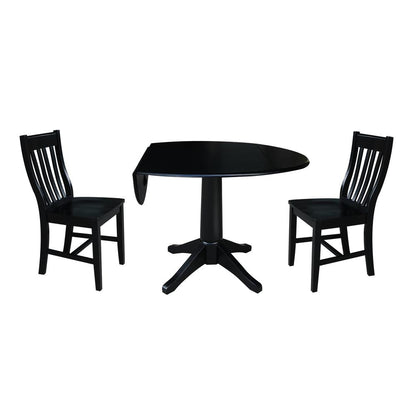 42" Round Top Pedestal Table with 2 Chairs