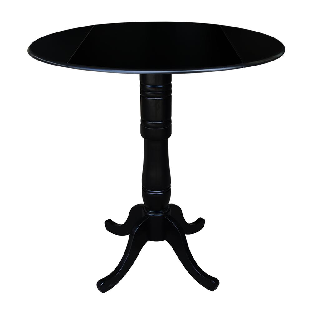 42" Round Dual Drop Leaf Pedestal Table,  41.5"H