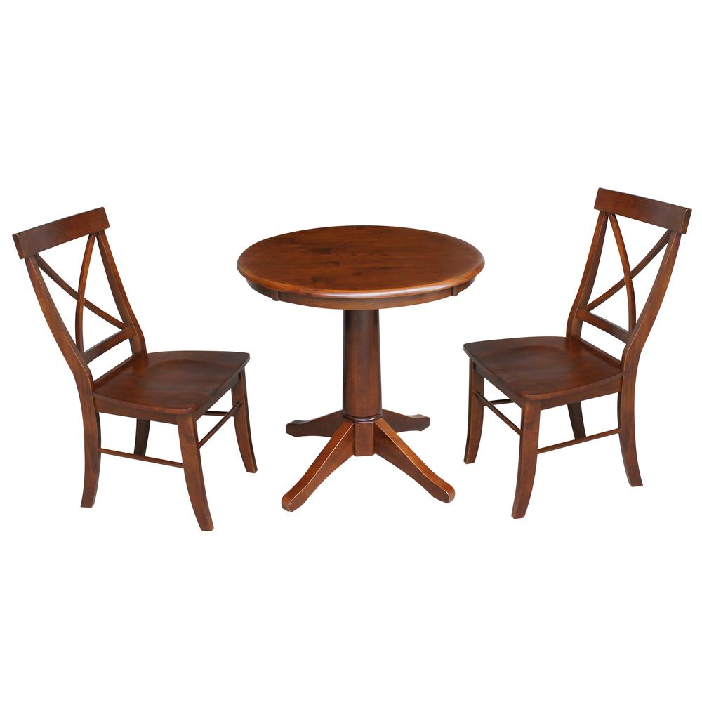 30" Round Top Pedestal Table With 2 Chairs