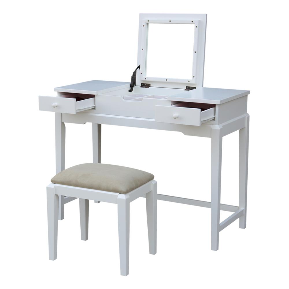Vanity Table With Vanity Bench, Snow White