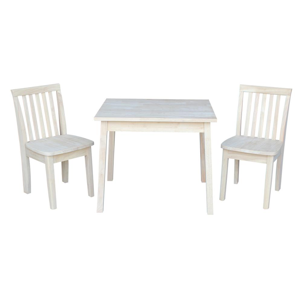 Table With 2 Mission Juvenile Chairs, Unfinished