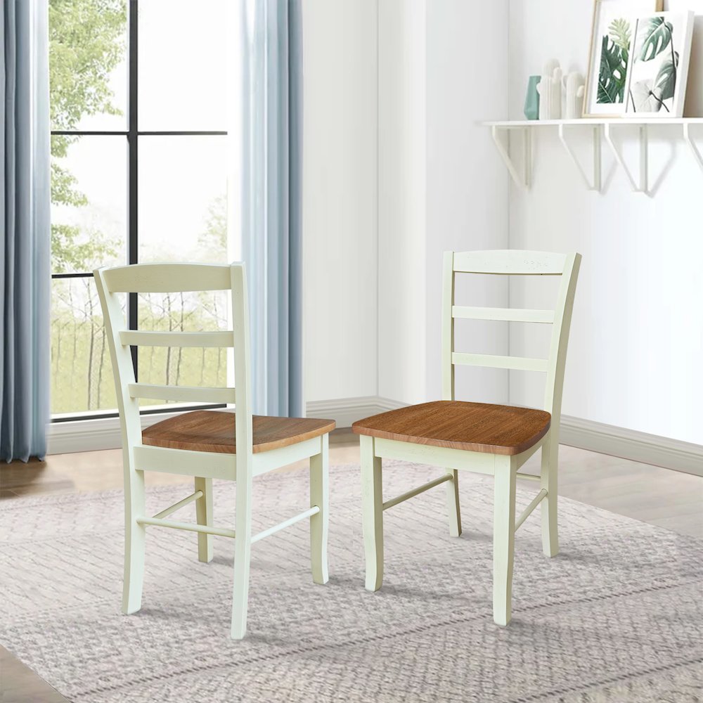 Set of Two Madrid Ladderback Dining Chairs, Hickory/Shell