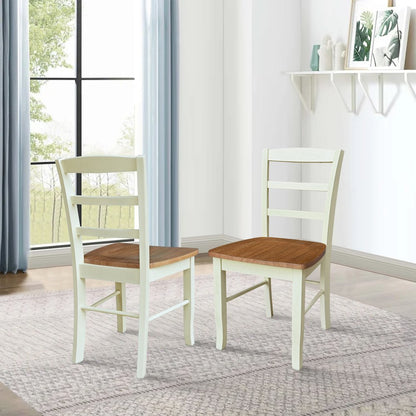 Set of Two Madrid Ladderback Dining Chairs, Hickory/Shell