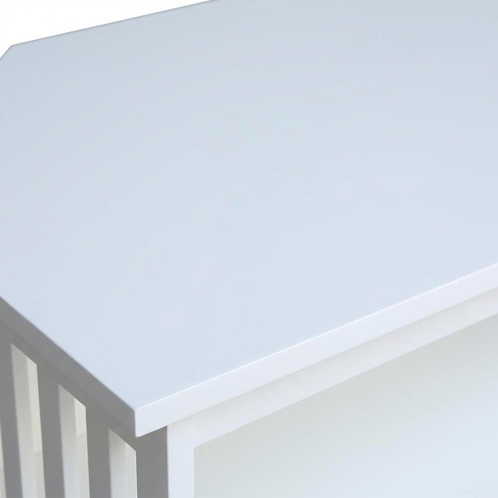 White Hardwood Corner TV Stand with Modern Design and Ample Storage