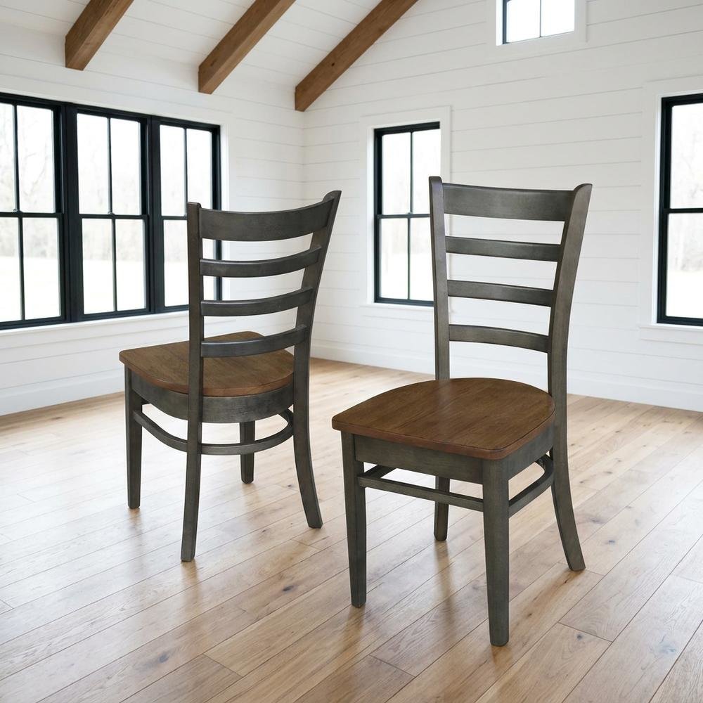 Solid Hardwood Farmhouse Dining Side Chairs, Set of 2