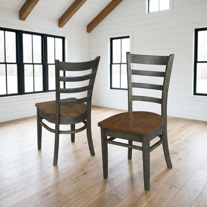 Solid Hardwood Farmhouse Dining Side Chairs, Set of 2