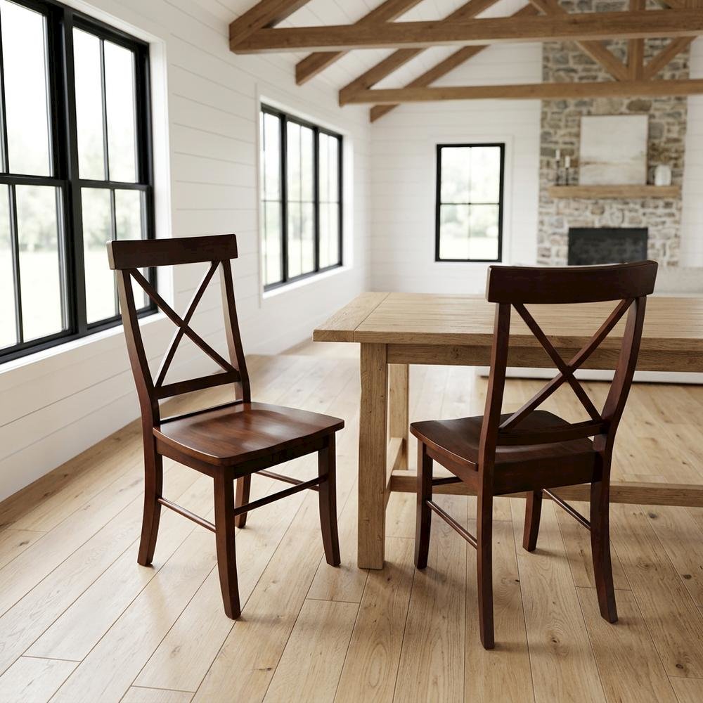 Solid Wood X-Back Dining Chair, Hardwood Side Chair for Dining Room
