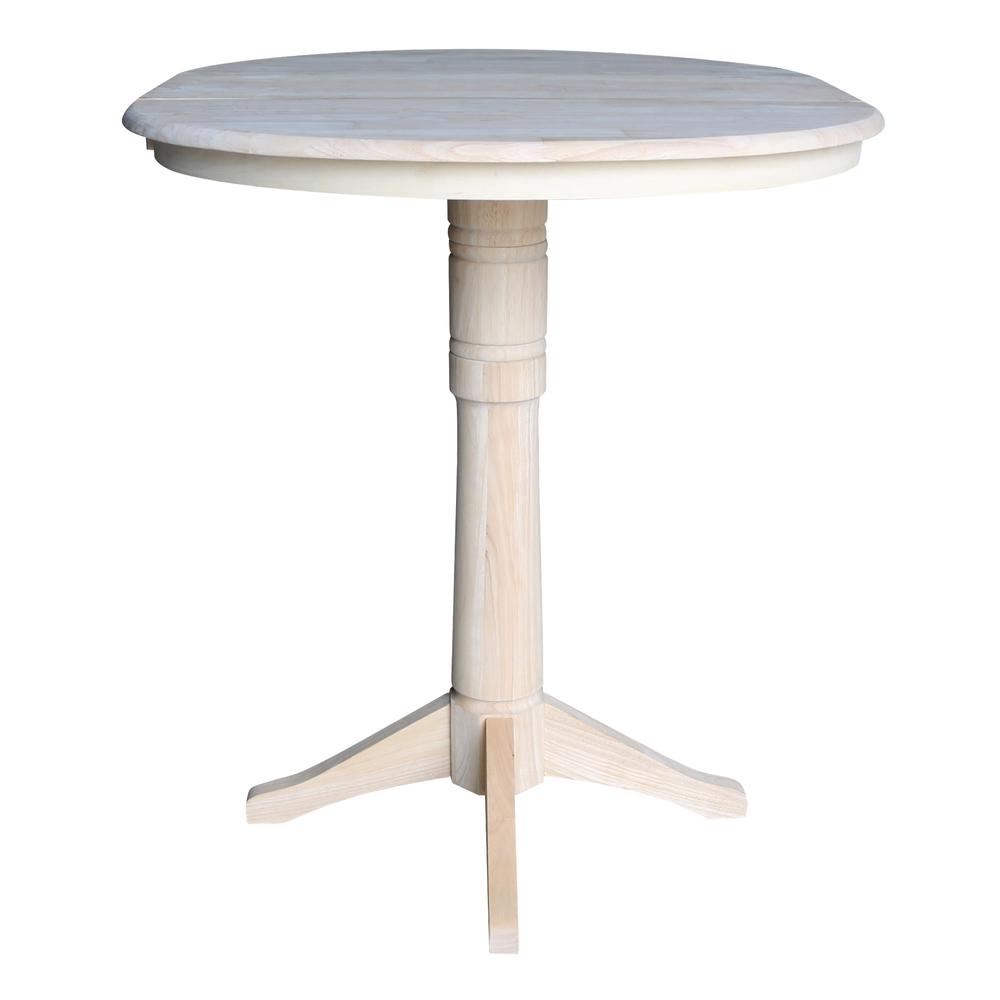 36" Round Top Pedestal Table With 12" Leaf - 40.9"H - Dining, Counter, or Bar Height, Unfinished