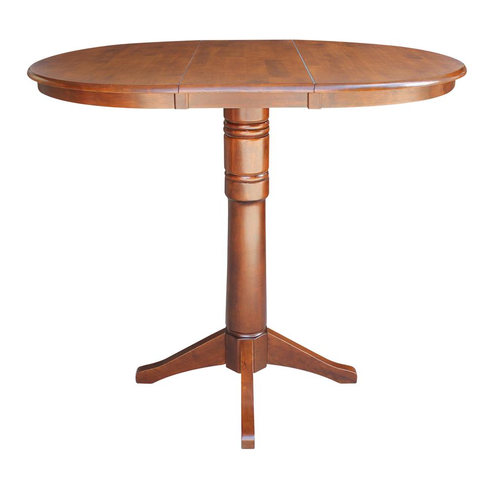 36" Round Top Pedestal Table With 12" Leaf - 40.9"H - Dining, Counter, or Bar Height, Espresso