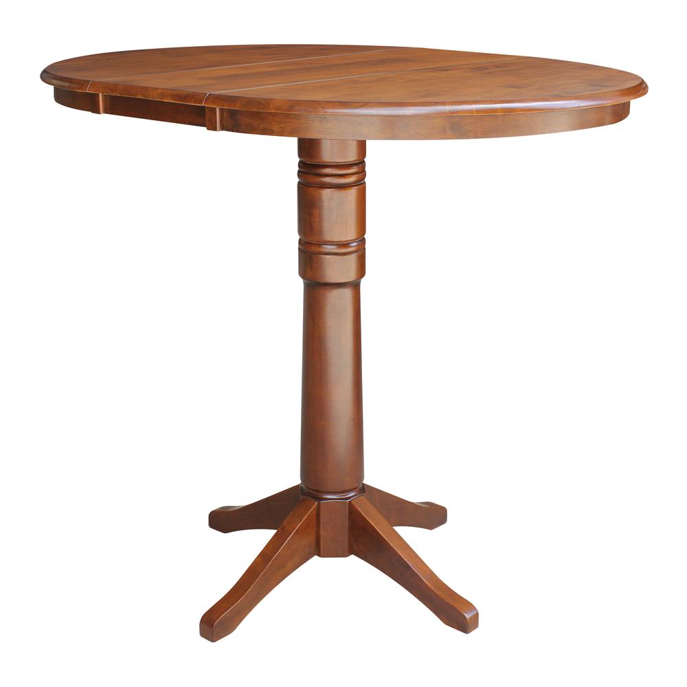 36" Round Top Pedestal Table With 12" Leaf - 40.9"H - Dining, Counter, or Bar Height, Espresso