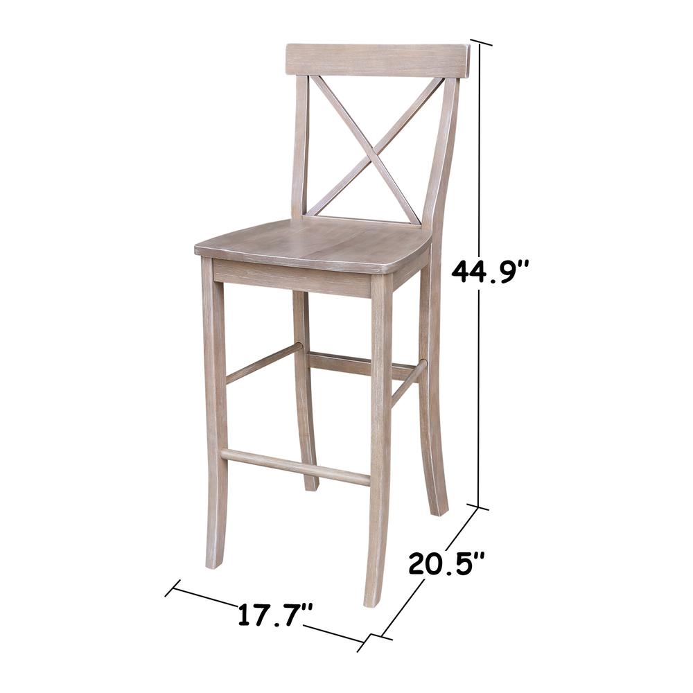 30" Round Pedestal Bar Height Table With 2 X-Back  Bar Height Stools