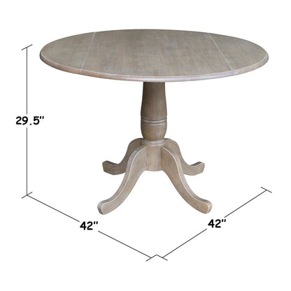 42" Round Dual Drop Leaf Pedestal Table - 29.5"H