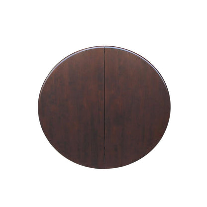 36" Round Top Pedestal Table With 12" Leaf - 28.9"H - Dining Height, Rich Mocha